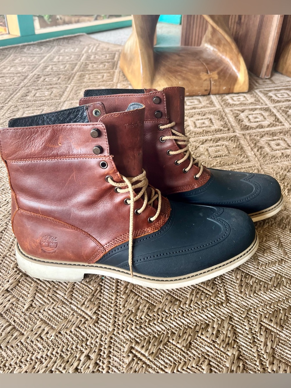 Timberland Stormbucks Black Brown Lace Up Waterproof Boots Men’s | Size 11.5